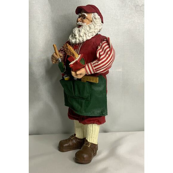 Santa Clause His Favorite Color Toy Workshop Christmas Fabric Mache 10" 1993 - Picture 3 of 7